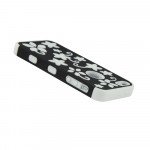 Wholesale iPhone 5 5S Flower Hard Hybrid Case (Black-White)